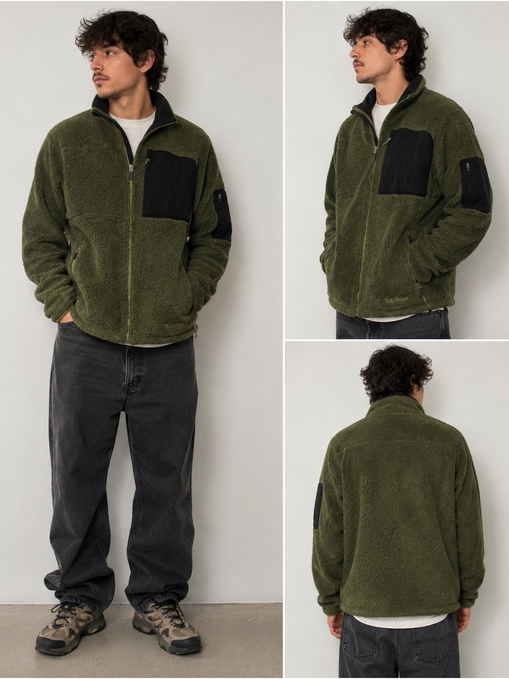 L.L. Bean Vintage Y2K Polartec Sherpa Fleece Jacket Green Men’s Small Gorpcore